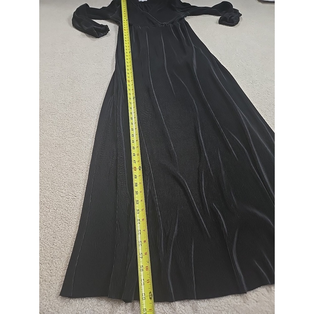 Baltic Born Black Faux Wrap Maxi Dress Sz L - Crushed Velvet Ribbed Holiday Glam - Picture 12 of 12